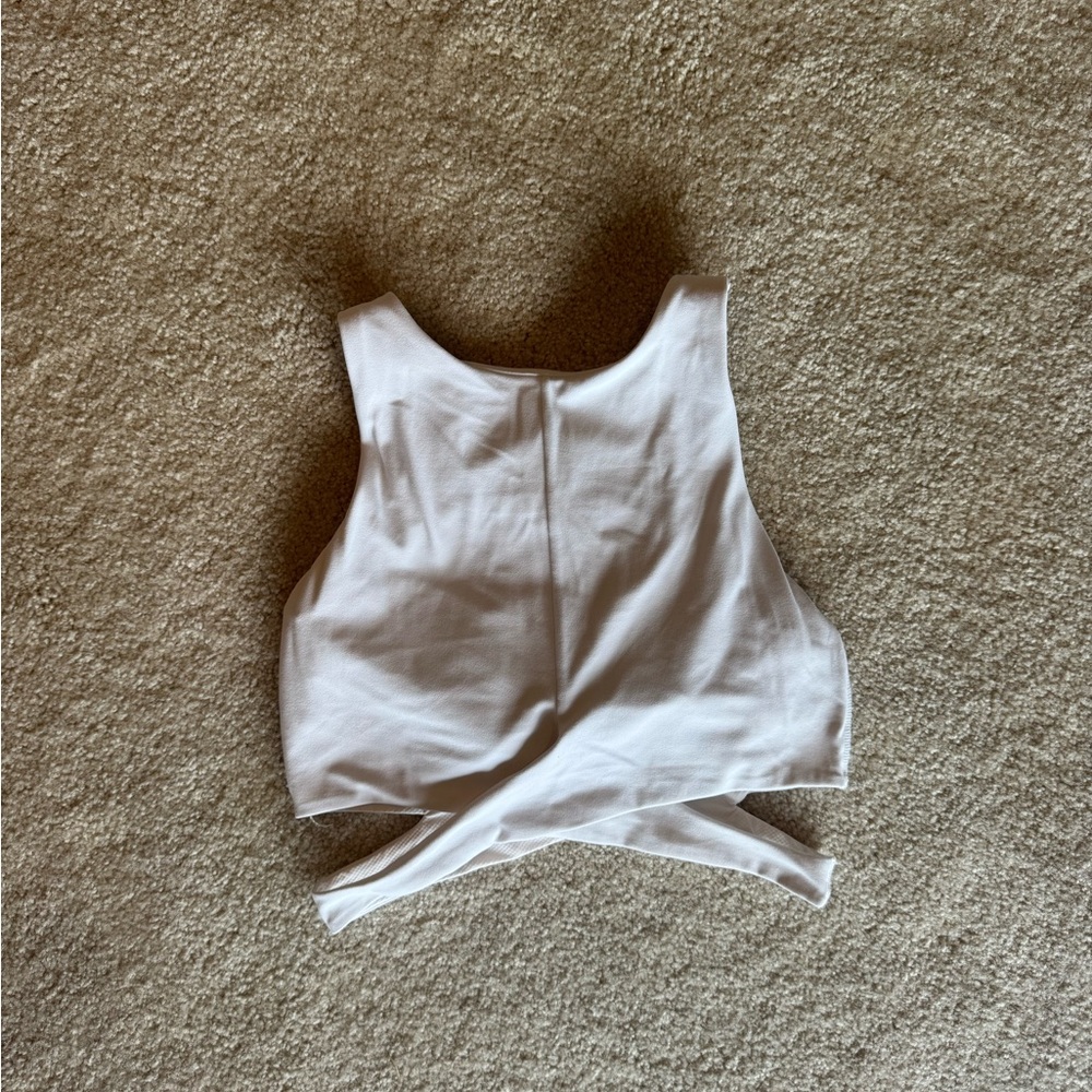 Athleta White Conscious Cut Out Top with Built in Bra
